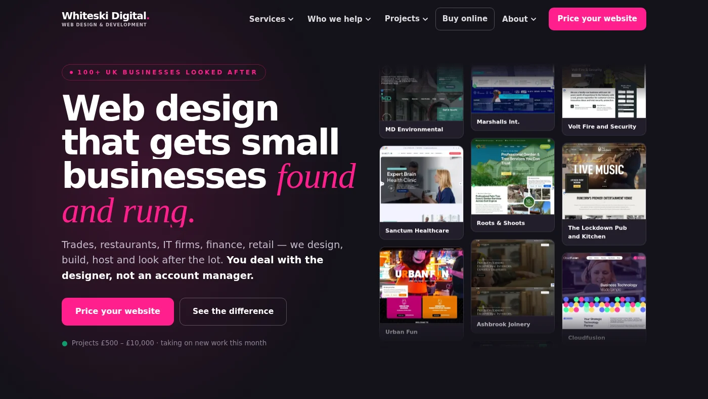 The new Whiteski Digital homepage