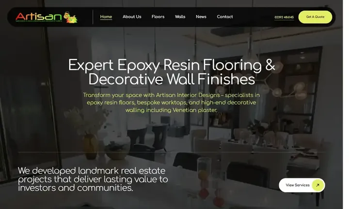 Artisan Interior Designs homepage