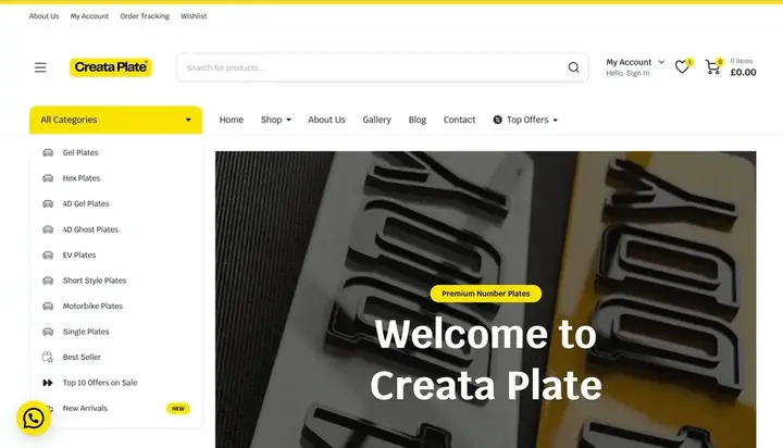 Creata Plate homepage