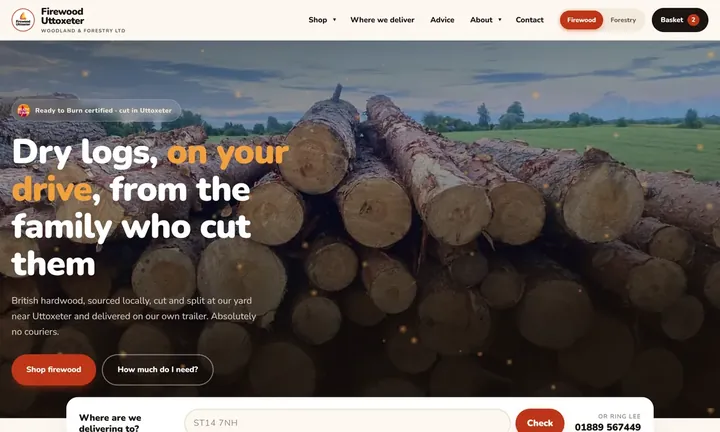 Firewood Uttoxeter homepage