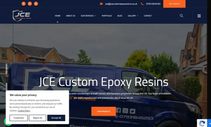 JCE Custom Epoxy Resins homepage