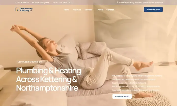 LD Plumbing & Heating homepage