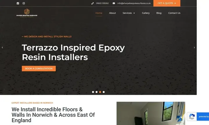 Sharpe Bespoke Surfaces homepage