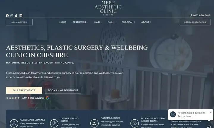 The Mere Clinic homepage