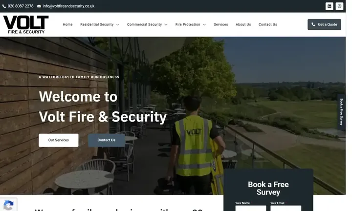Volt Fire and Security homepage