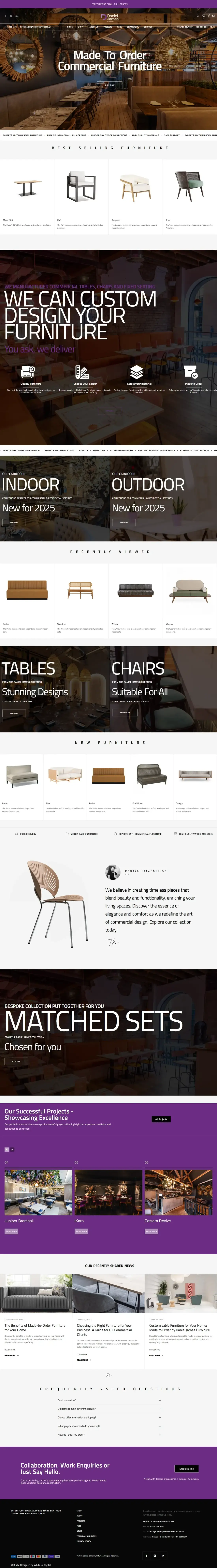 Daniel James Furniture website homepage, a premium furniture website