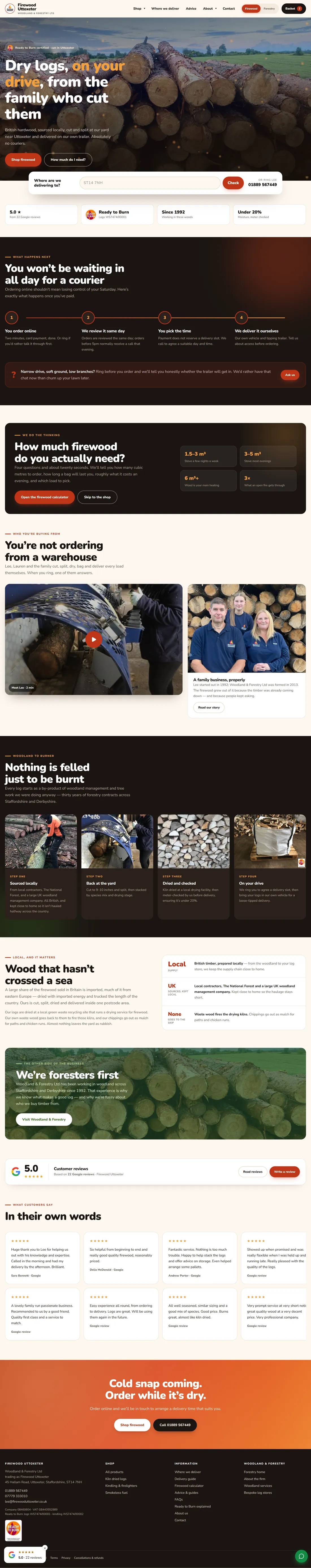 Firewood Uttoxeter website homepage
