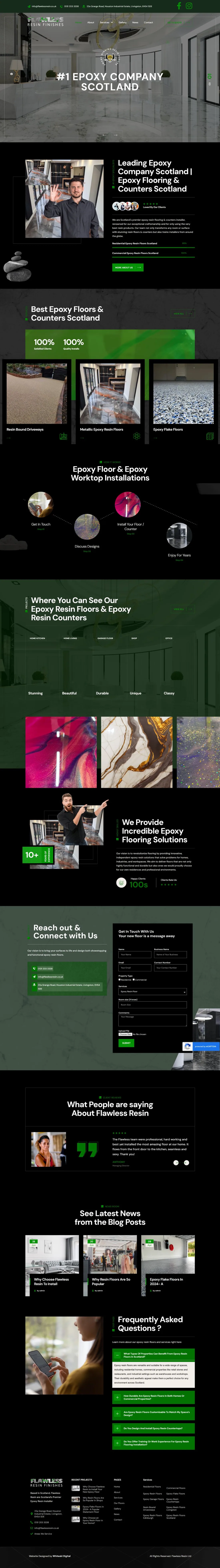 Flawless Resin website homepage, designed for a resin flooring company