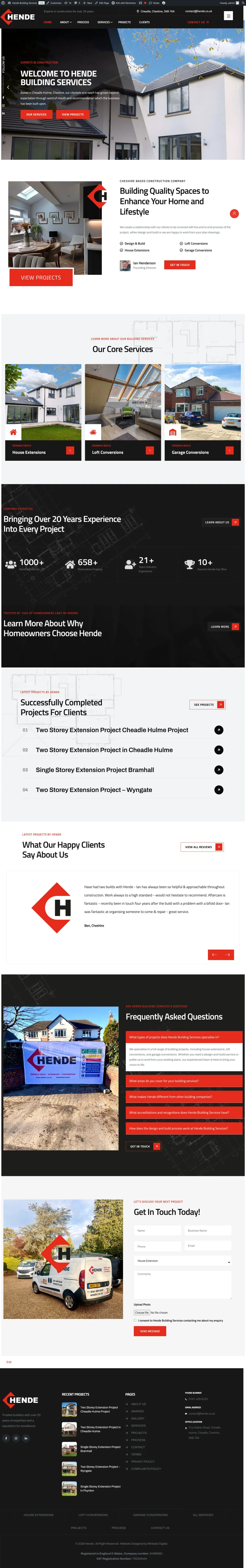 Hende Building Services homepage