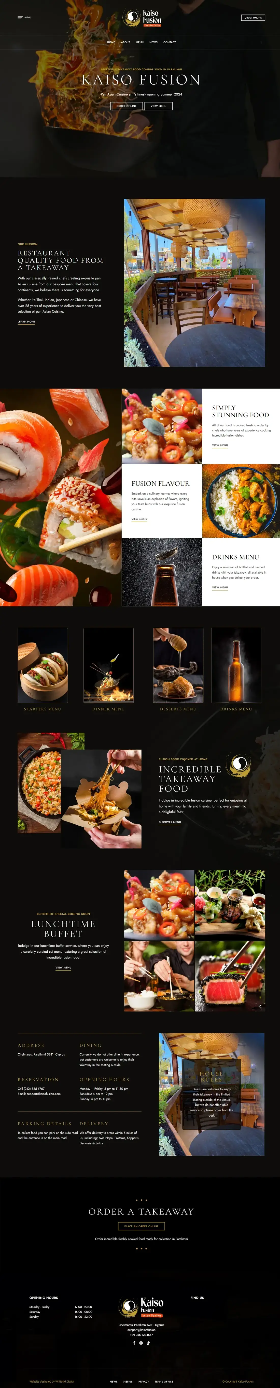 Kaiso Fusion website homepage, designed for a takeaway in Cyprus
