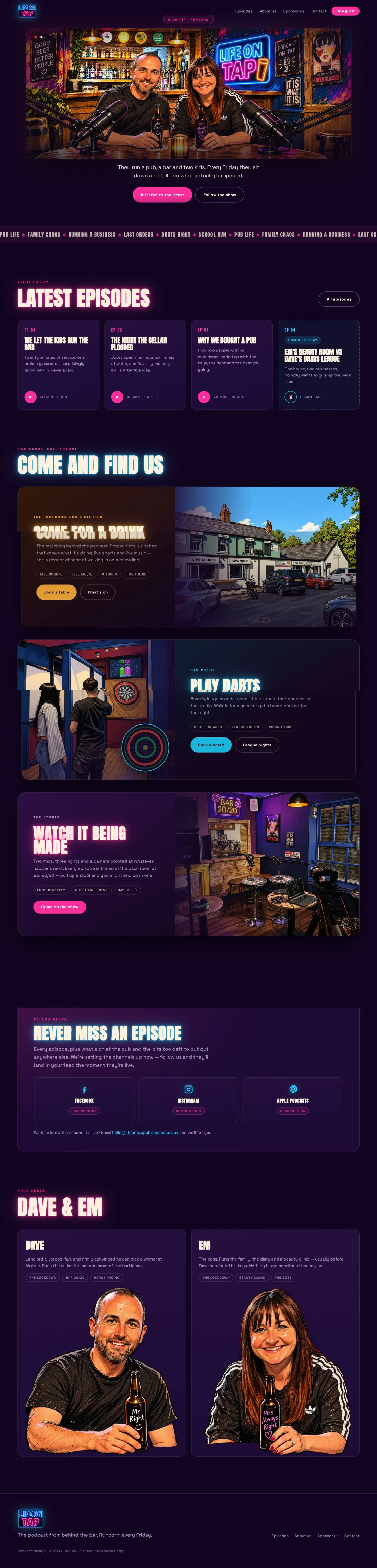 Life On Tap website homepage