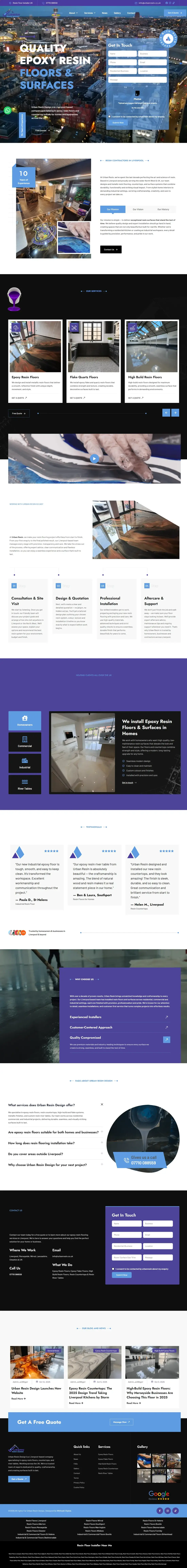 Urban Resin website homepage, designed for a resin flooring company