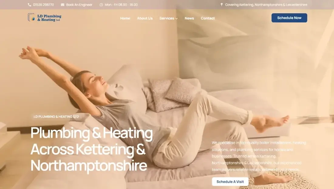 LD Plumbing and Heating homepage